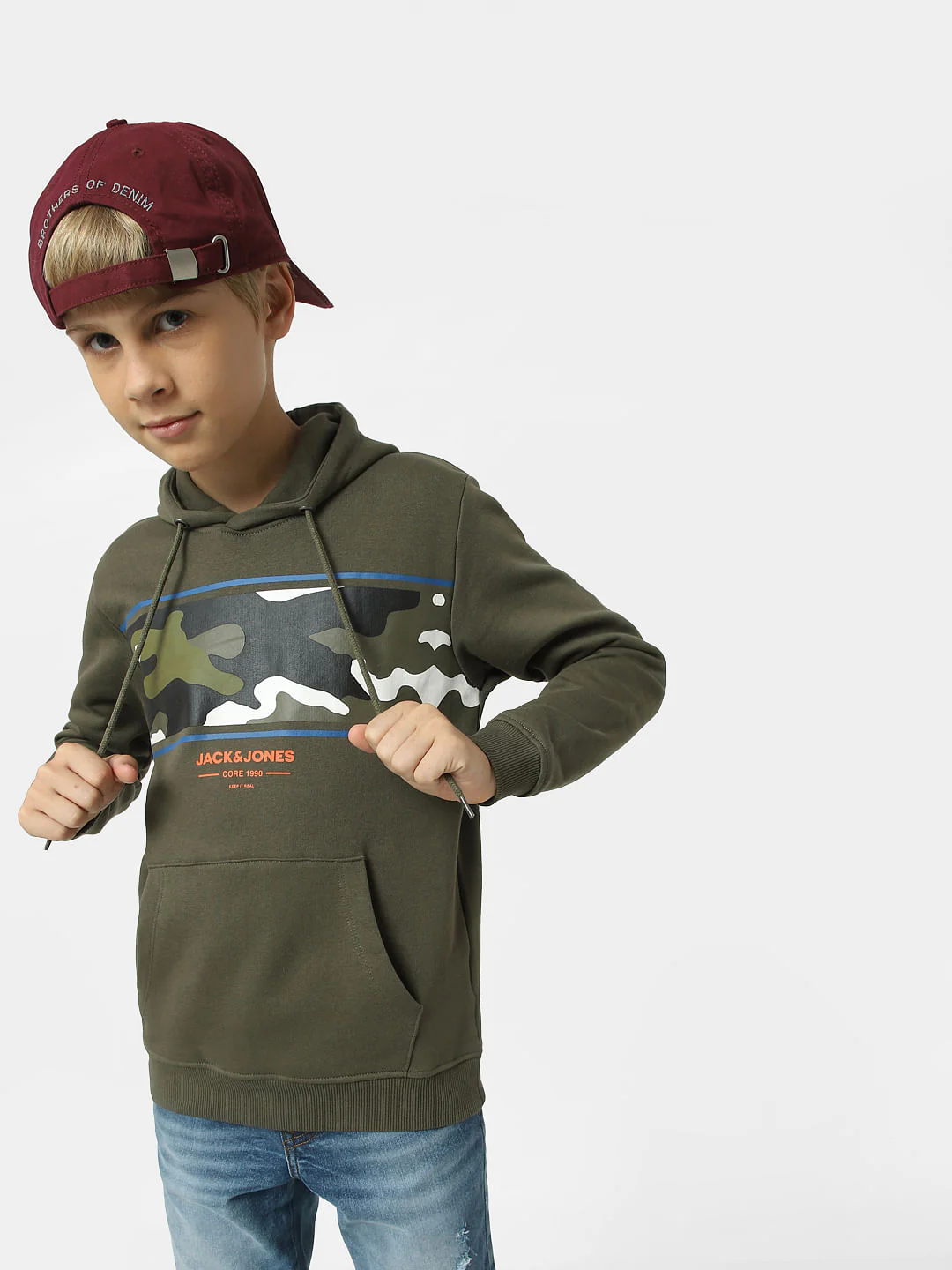 Boys Dark Green Camo Print Sweatshirt