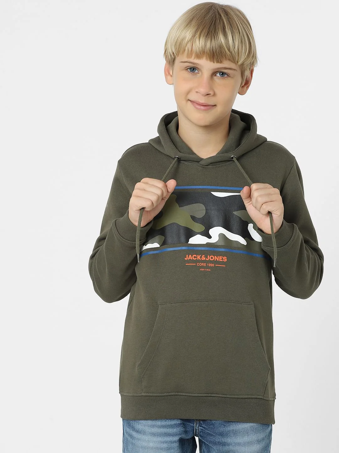 Boys Dark Green Camo Print Sweatshirt - Image 2