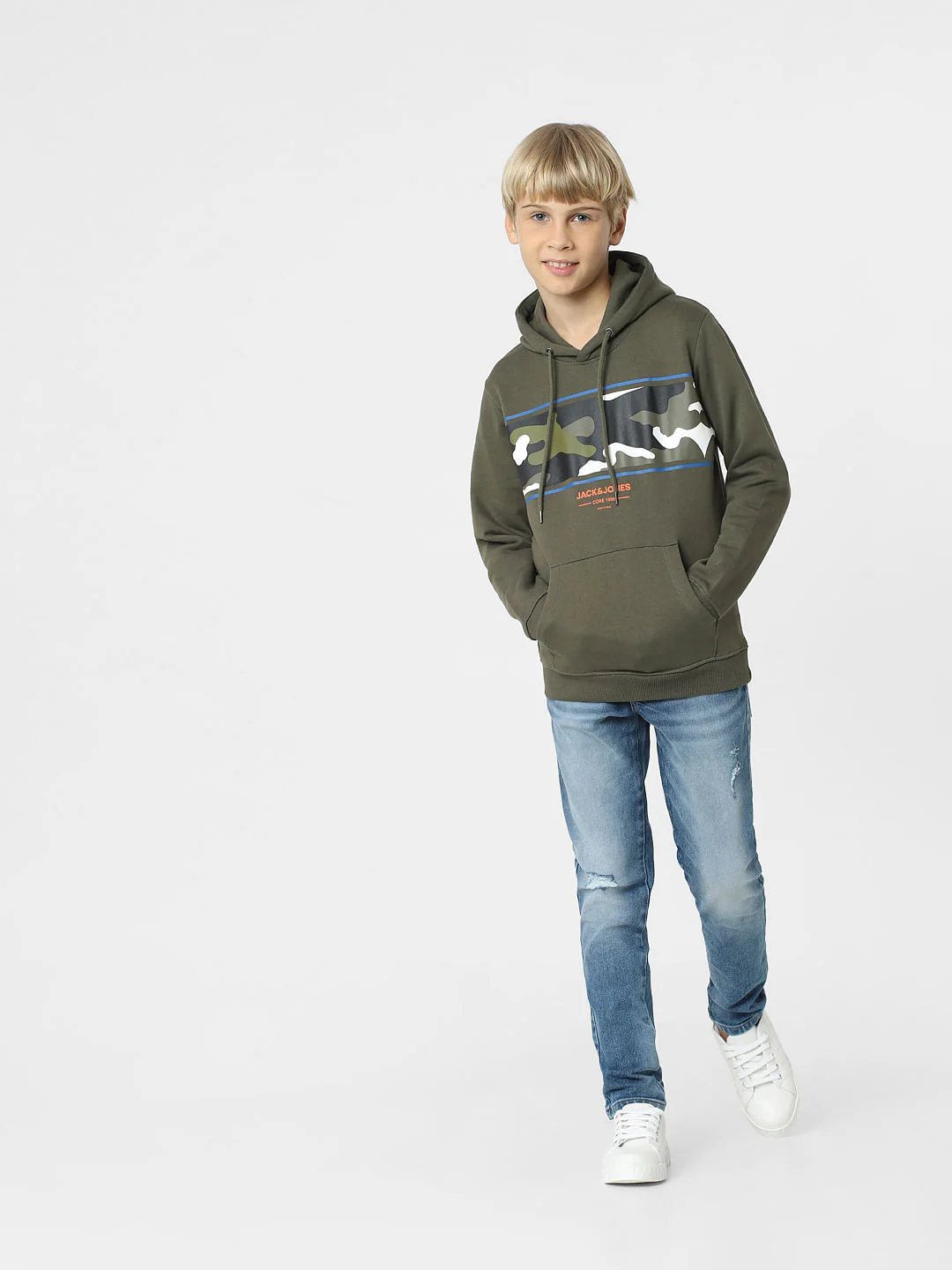 Boys Dark Green Camo Print Sweatshirt - Image 6