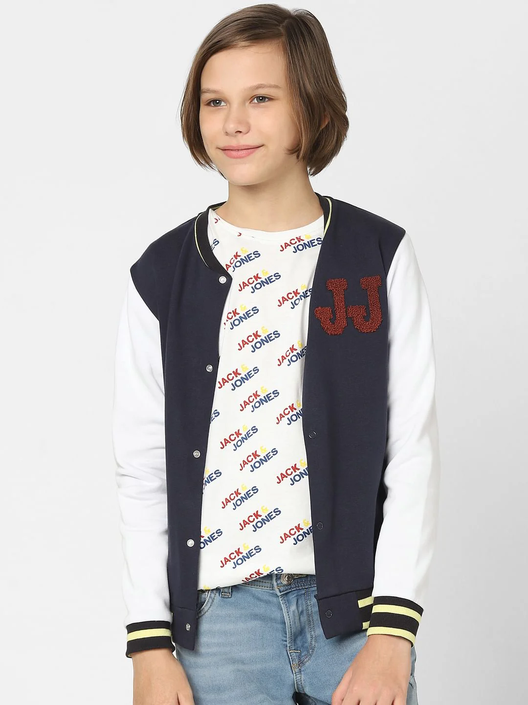 Boys Navy Blue Bomber Jacket - Image 2
