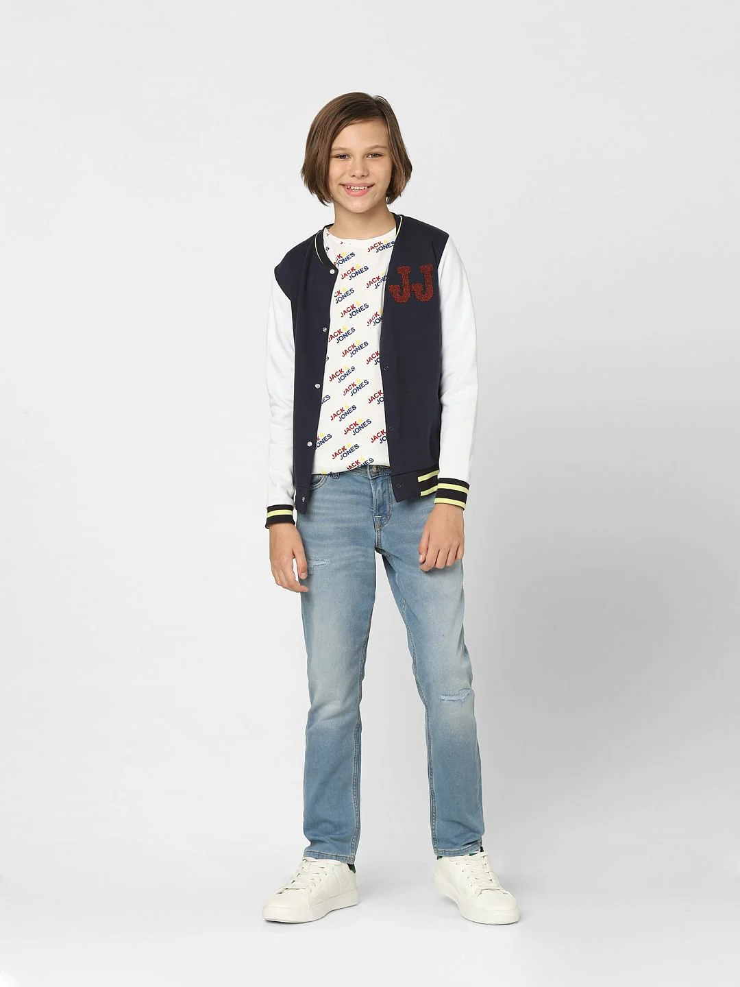 Boys Navy Blue Bomber Jacket - Image 6