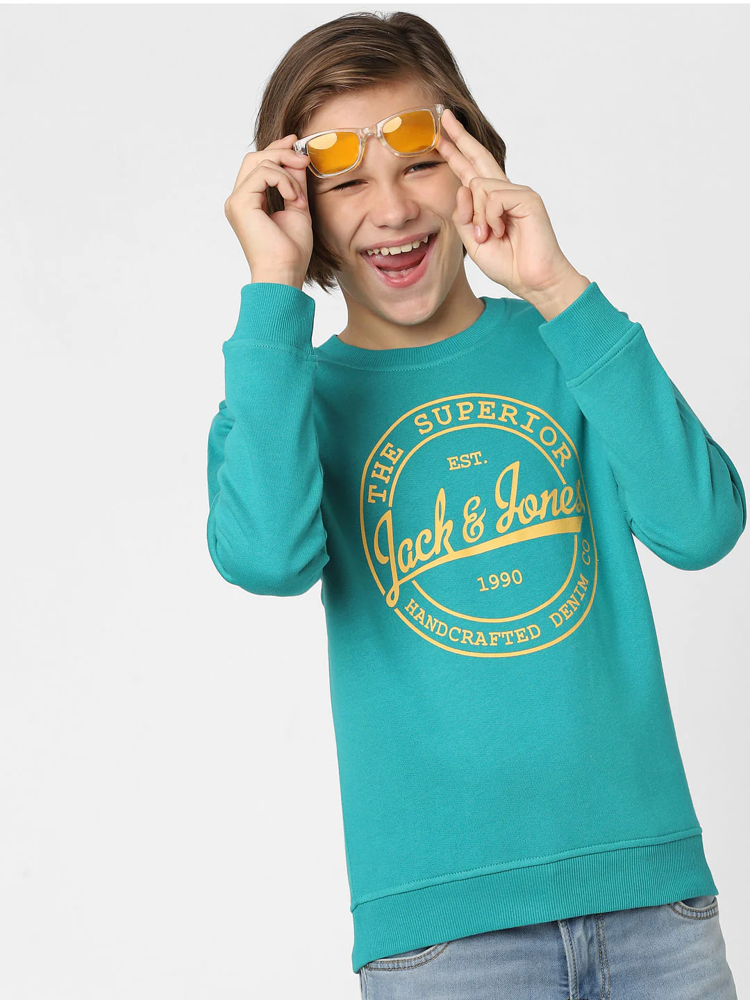 Boys Blue Logo Print Sweatshirt