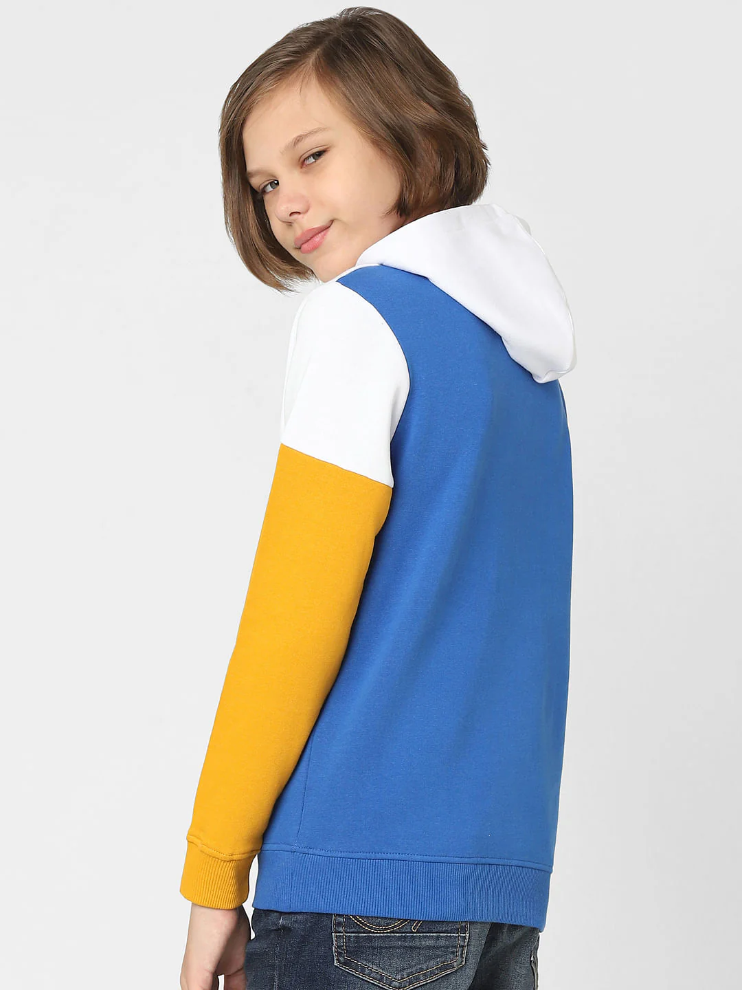 Boys White Colourblocked Hooded Sweatshirt - Image 4