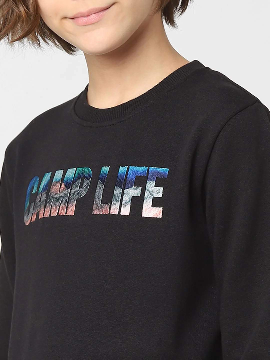 Boys Black Typographic Print Sweatshirt - Image 5