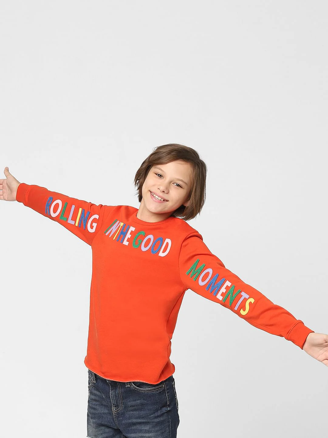 Boys Red Typographic Print Sweatshirt