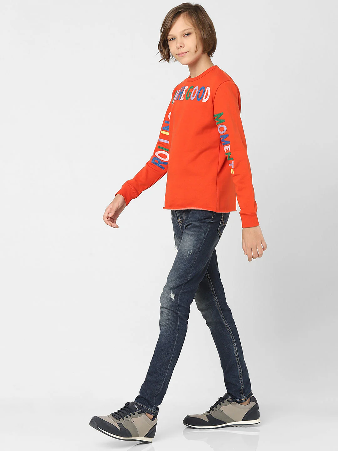 Boys Red Typographic Print Sweatshirt - Image 6