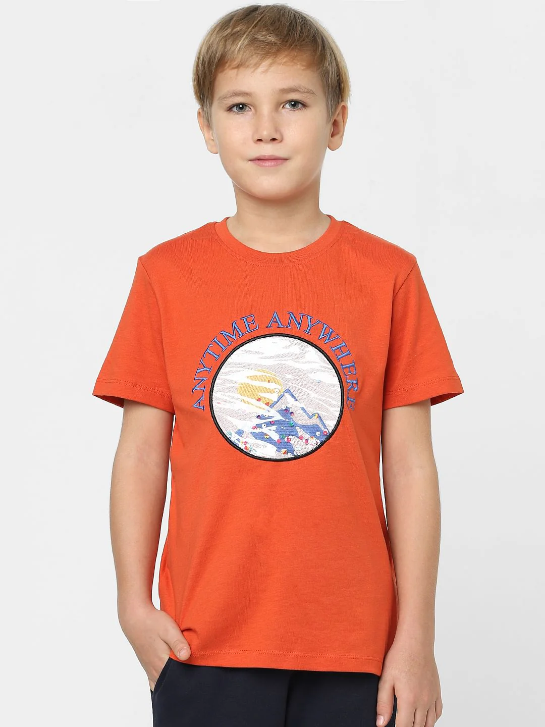 Boys Red Graphic Print Crew Neck T-shirt - Image 2