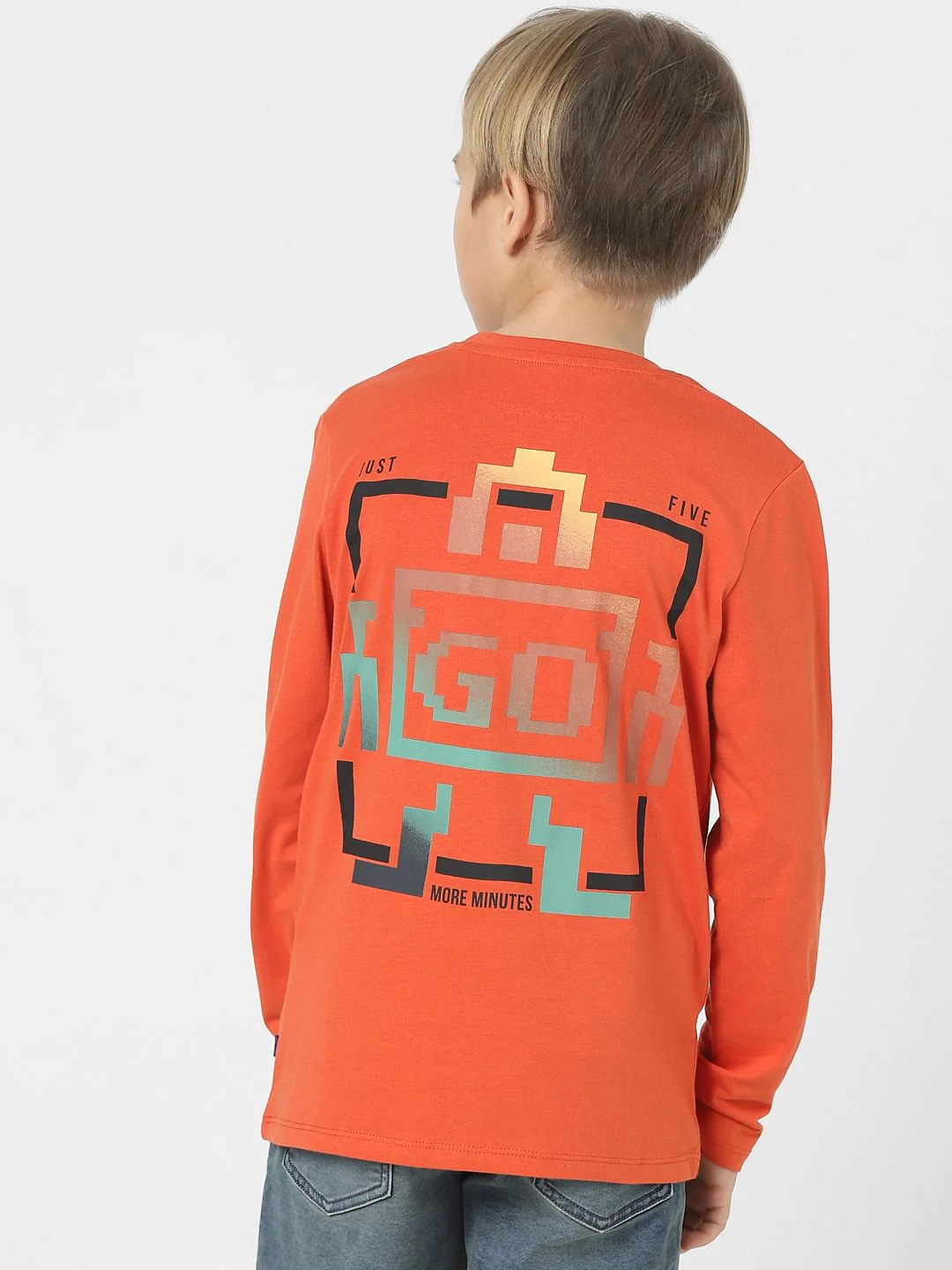 Boys Red Text Print Full Sleeves T-shirt - Image 4