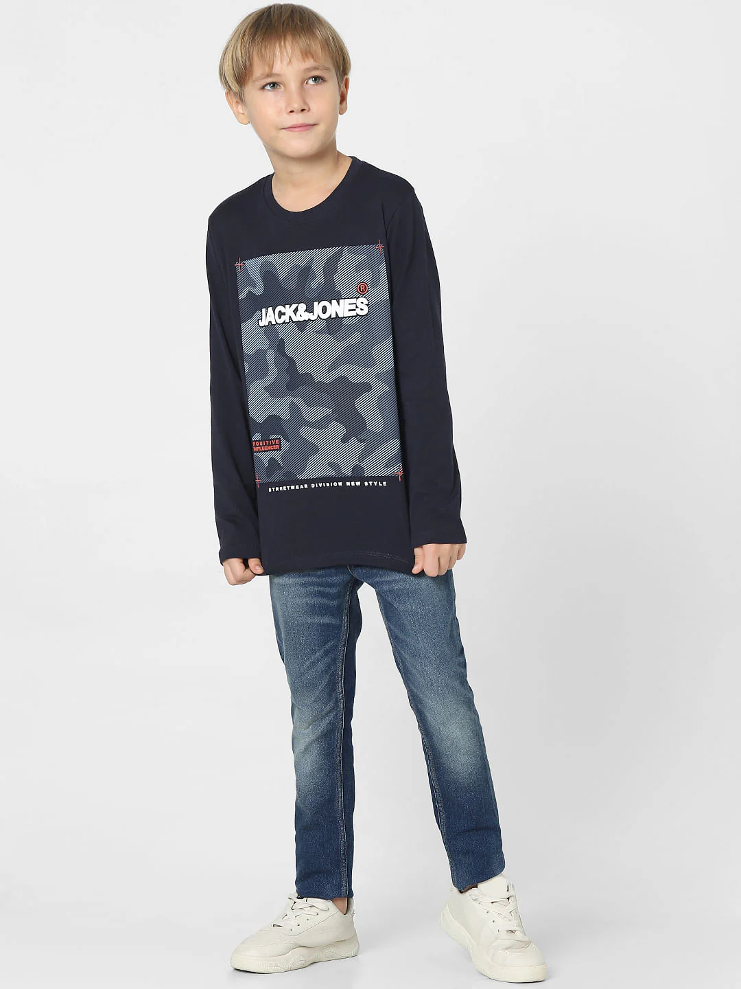 Boys Blue Camo Print Full Sleeves T-shirt - Image 6