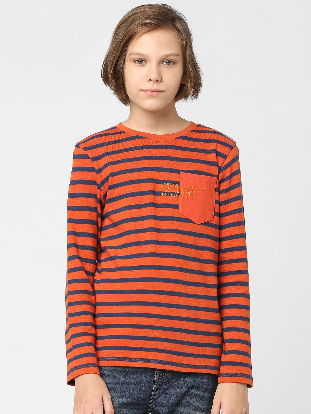 Boys Red Striped Crew Neck T-shirt - Image 2