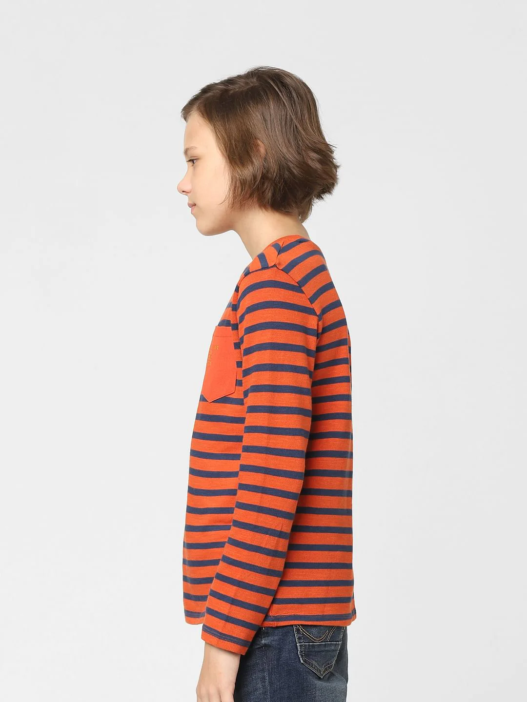 Boys Red Striped Crew Neck T-shirt - Image 3