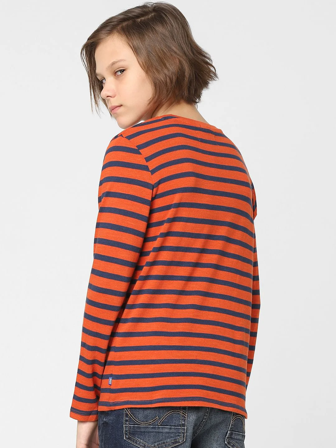 Boys Red Striped Crew Neck T-shirt - Image 4