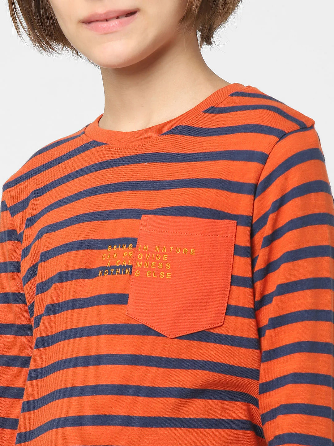 Boys Red Striped Crew Neck T-shirt - Image 5