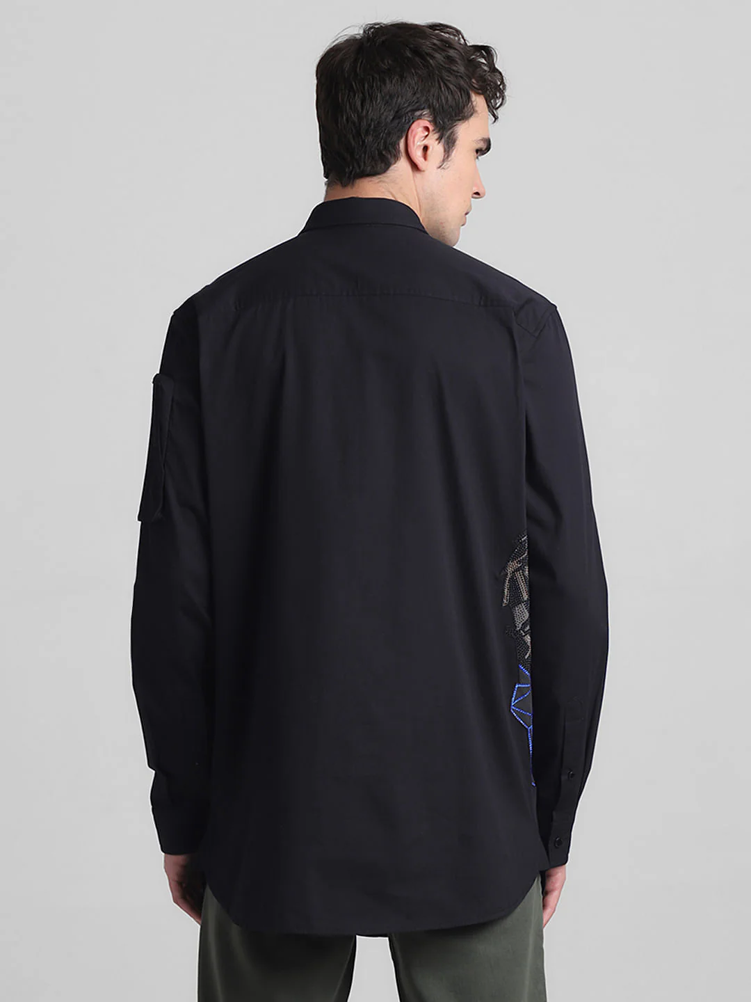 Black Applique Detail Full Sleeves Shirt - Image 4