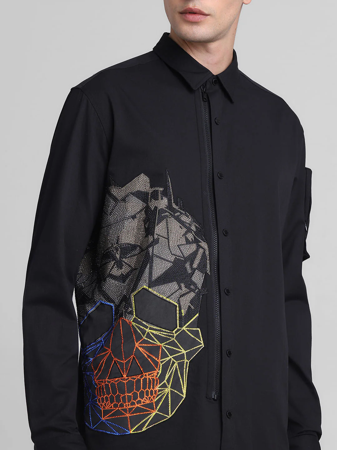 Black Applique Detail Full Sleeves Shirt - Image 5
