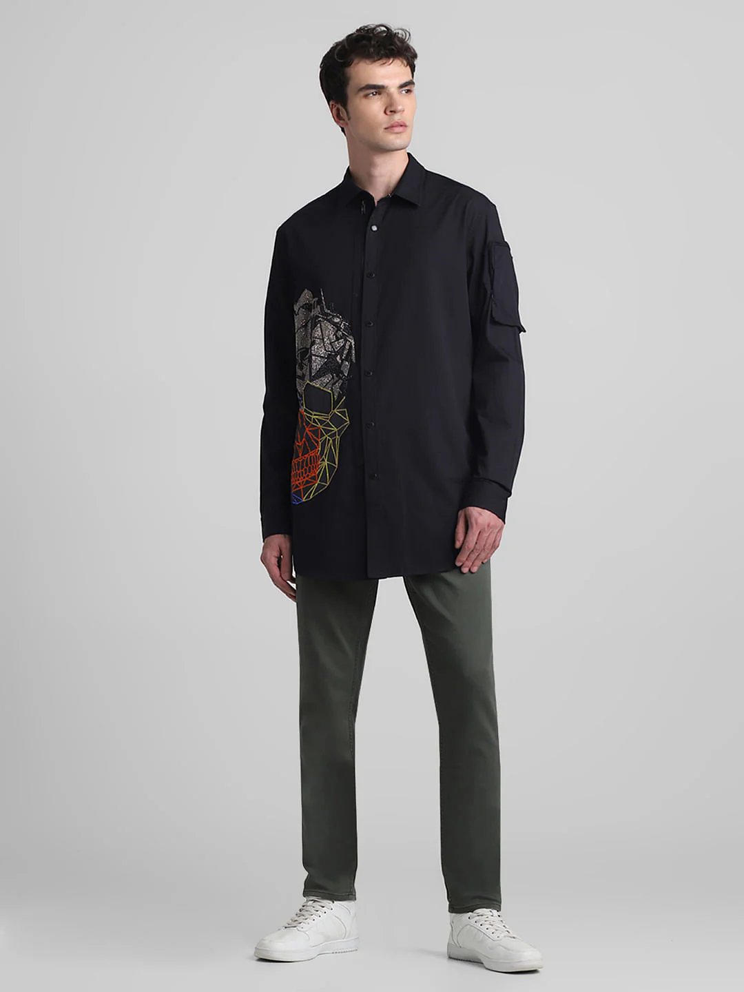 Black Applique Detail Full Sleeves Shirt - Image 7