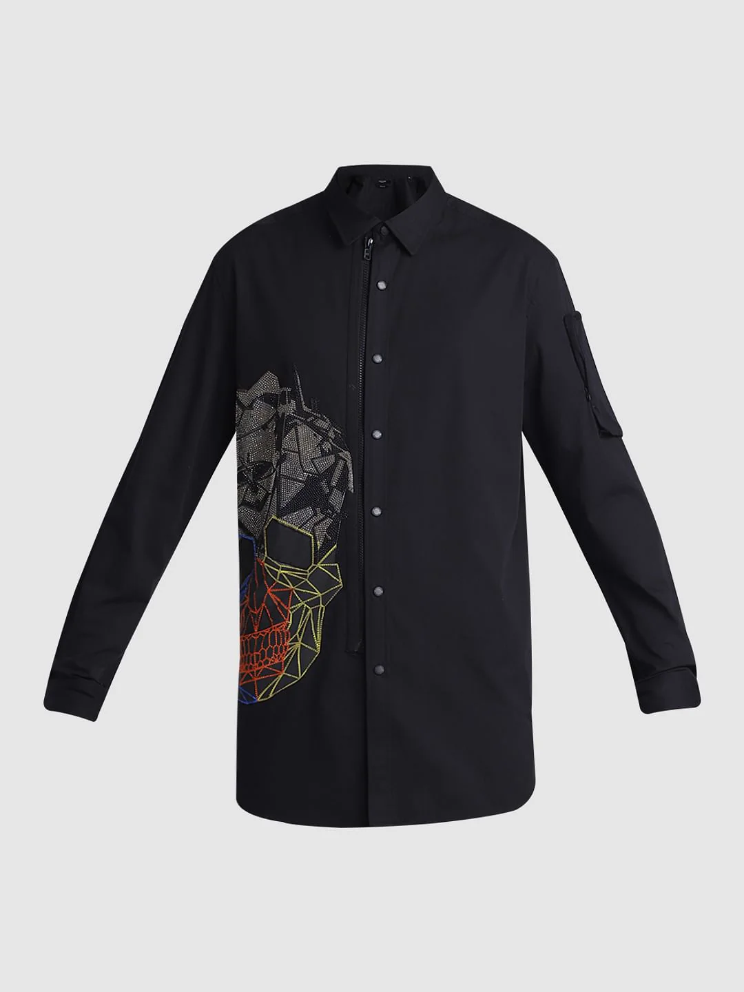 Black Applique Detail Full Sleeves Shirt - Image 8