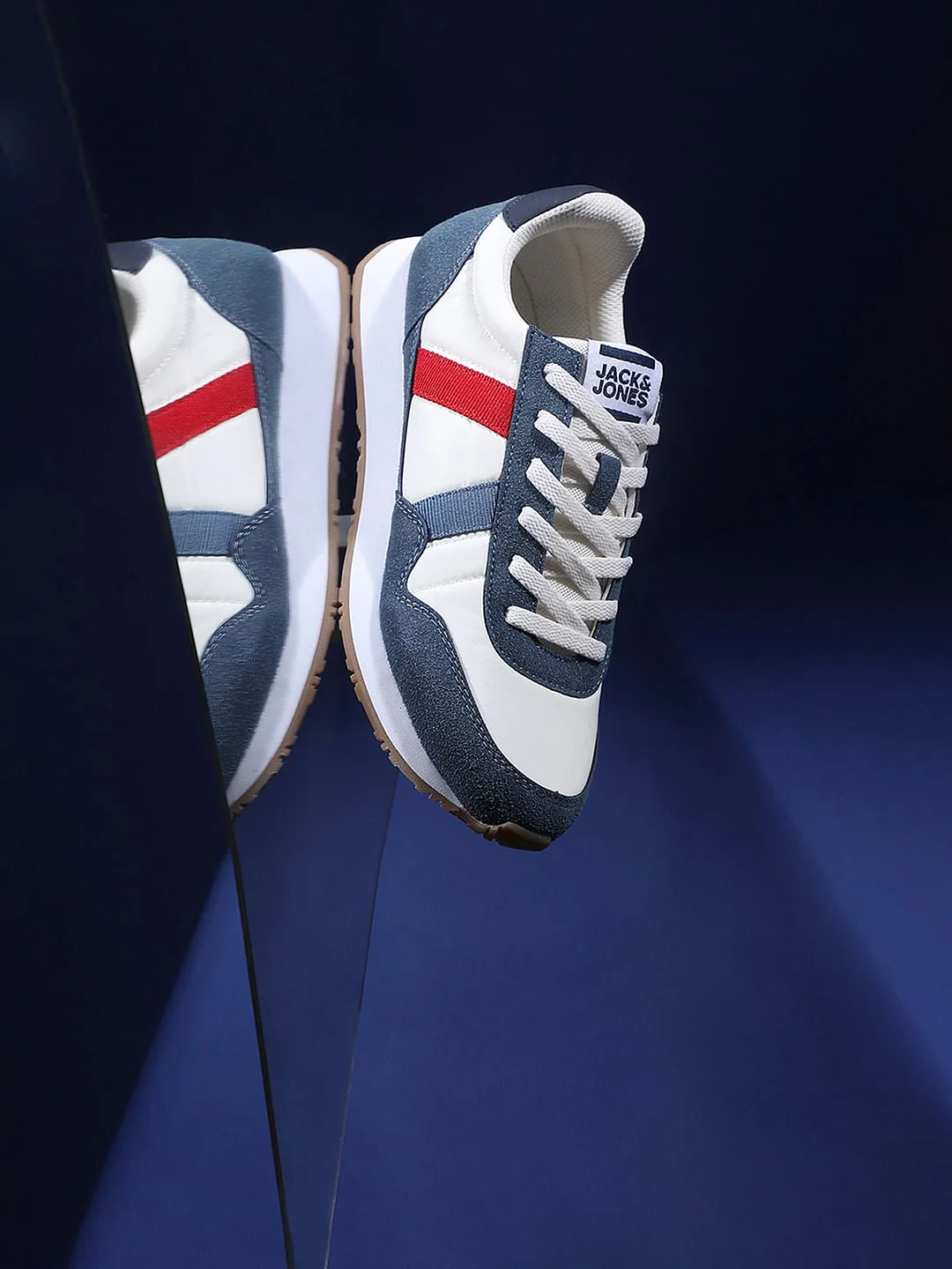 Blue Colourblocked Lace-Up Sneakers