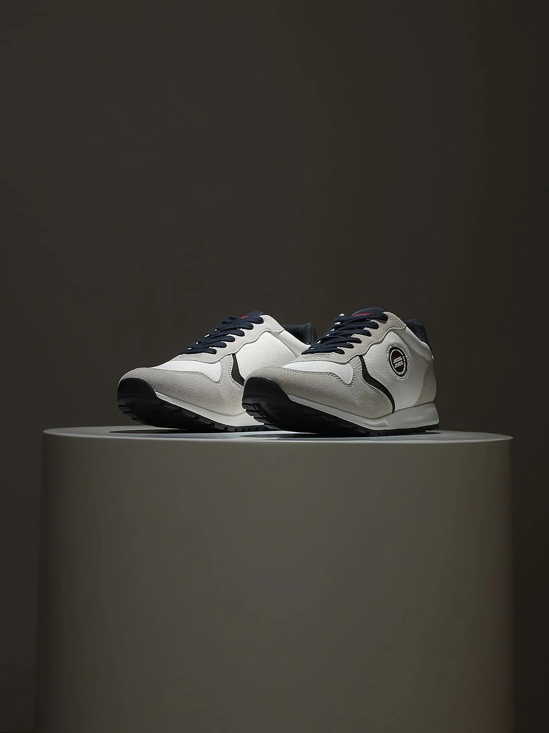 Grey & White Lace-Up Sneakers