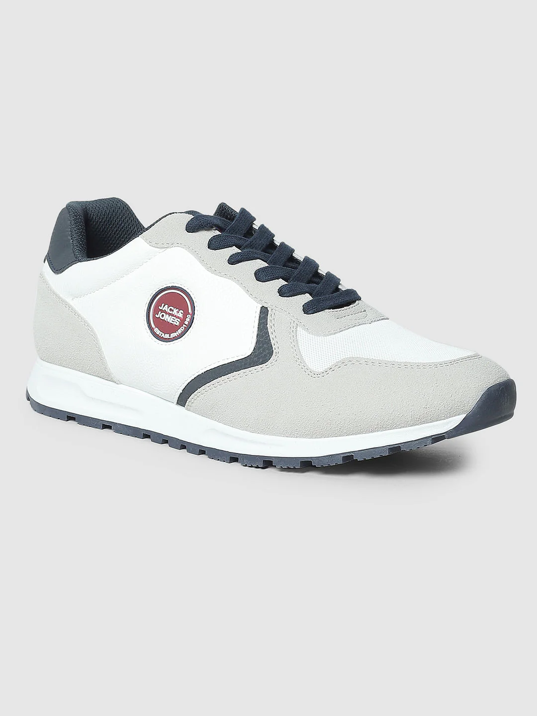 Grey & White Lace-Up Sneakers - Image 4