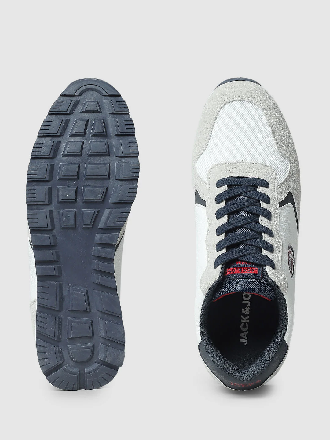 Grey & White Lace-Up Sneakers - Image 5