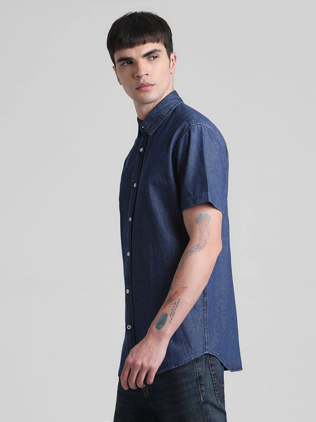 Dark Blue Indigo Dyed Denim Shirt - Image 3