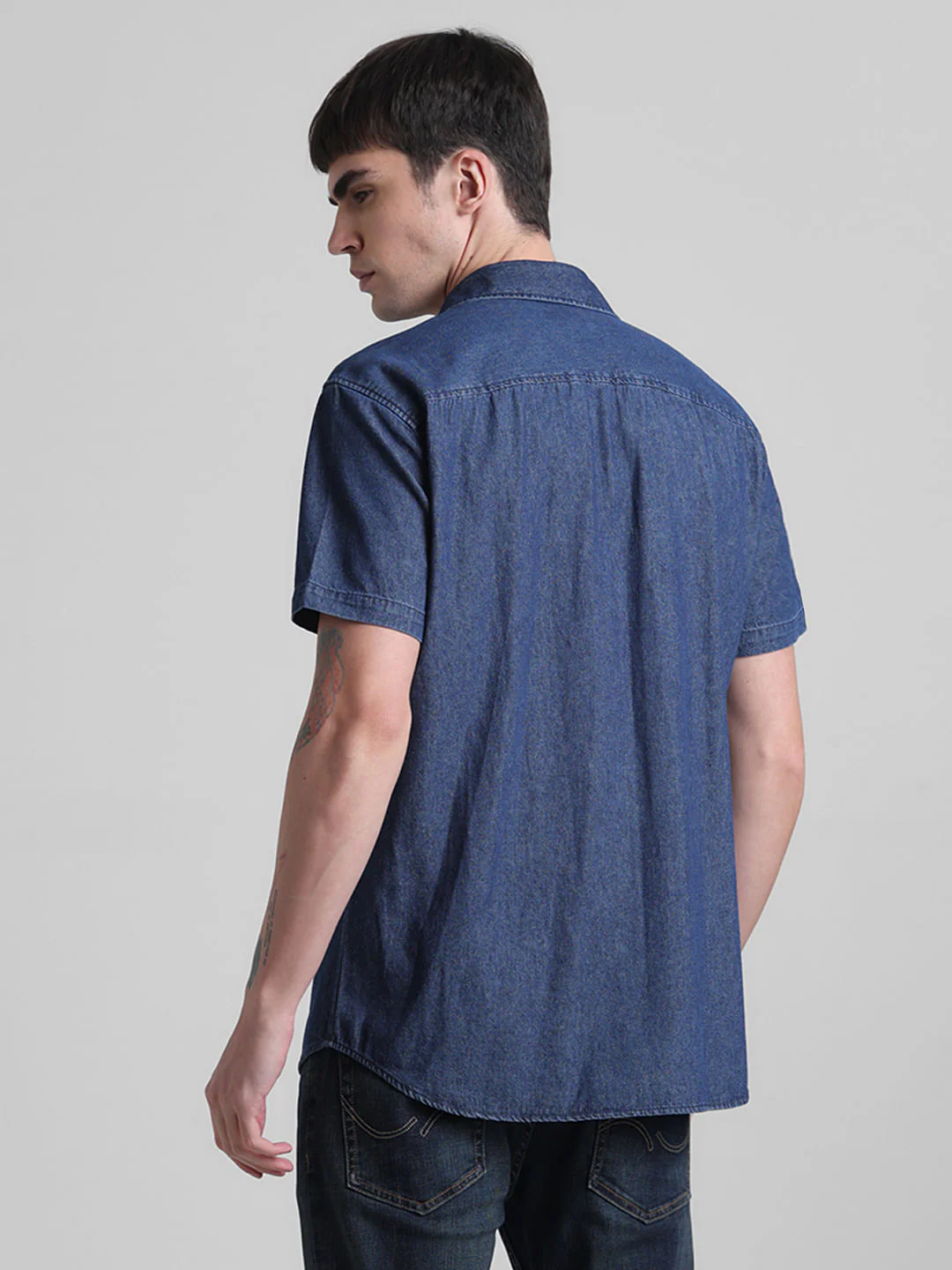 Dark Blue Indigo Dyed Denim Shirt - Image 4