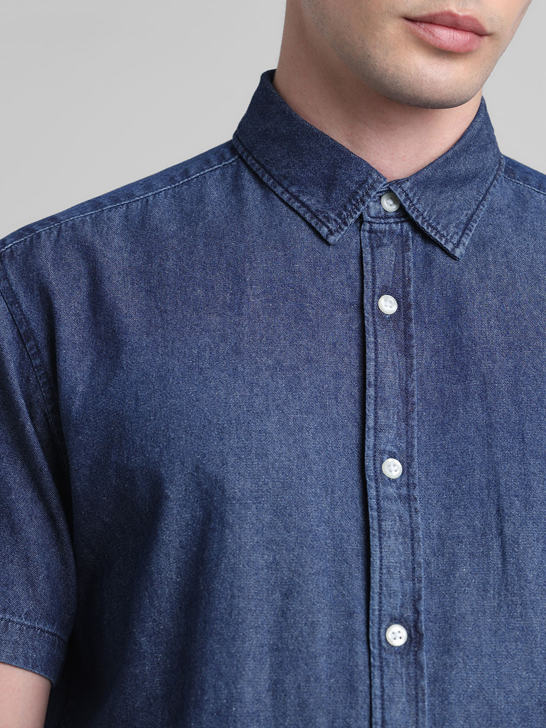 Dark Blue Indigo Dyed Denim Shirt - Image 5