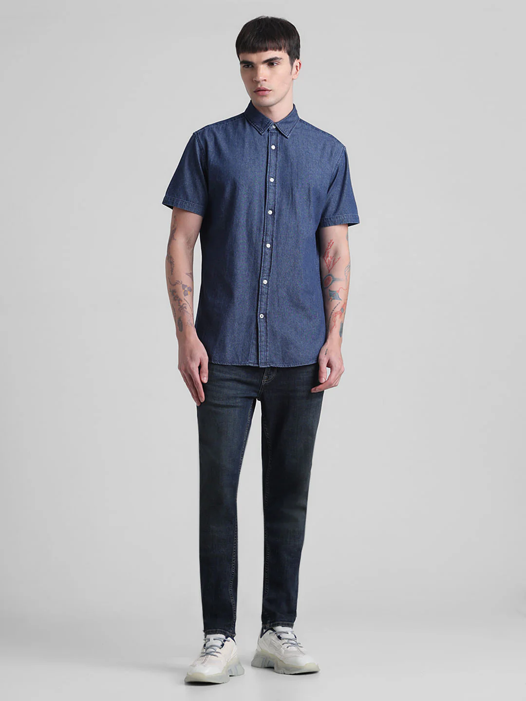 Dark Blue Indigo Dyed Denim Shirt - Image 6