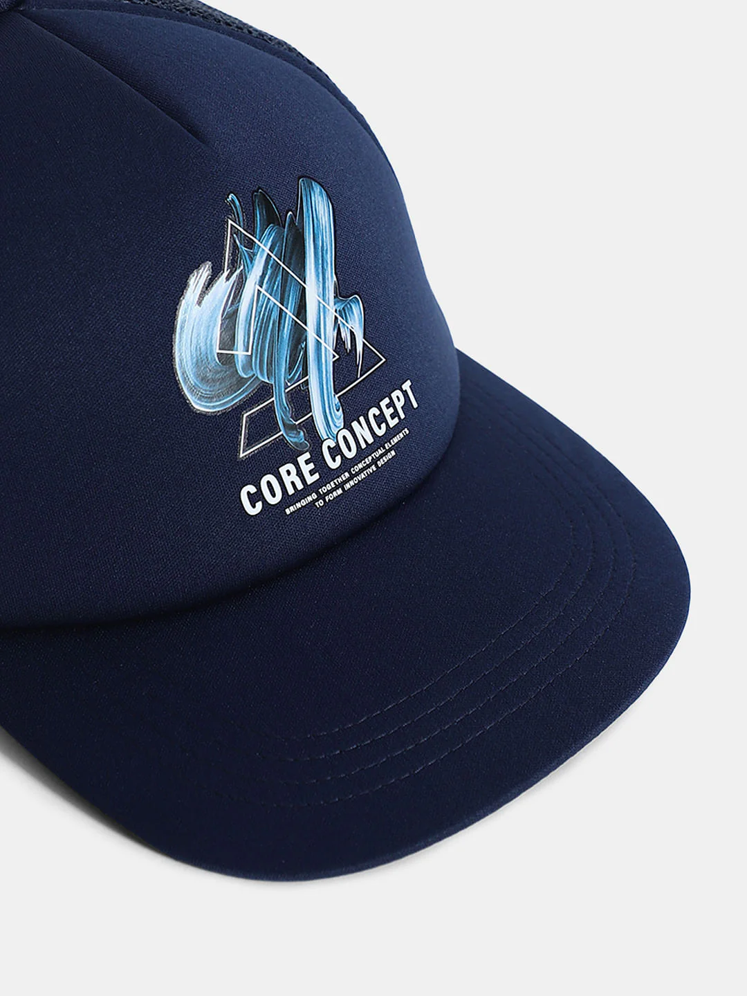 Navy Blue Printed Trucker Cap - Image 4