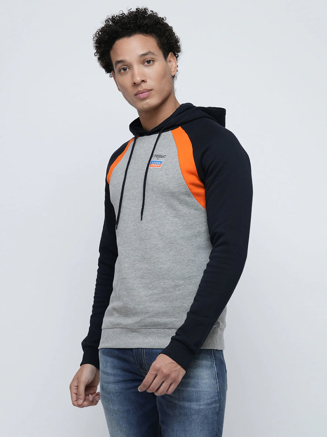 PRODUKT by JACK&JONES Grey Colourblocked Hooded Sweatshirt - Image 3