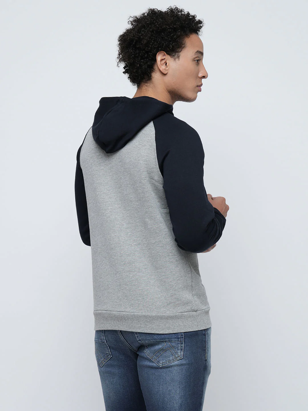 PRODUKT by JACK&JONES Grey Colourblocked Hooded Sweatshirt - Image 4