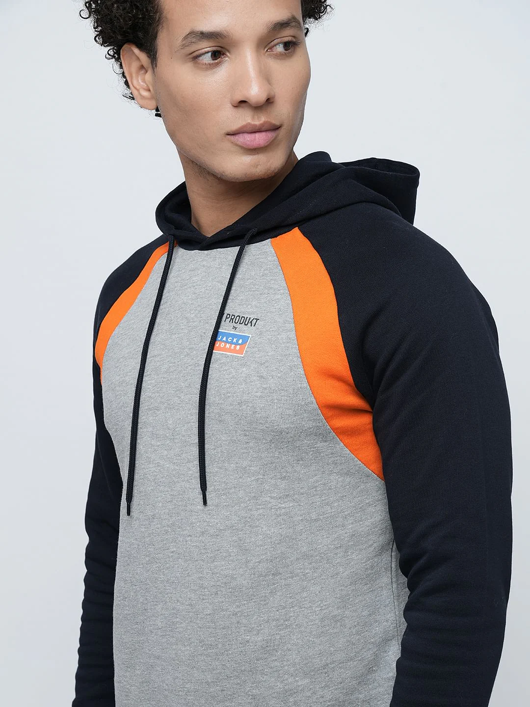 PRODUKT by JACK&JONES Grey Colourblocked Hooded Sweatshirt - Image 6