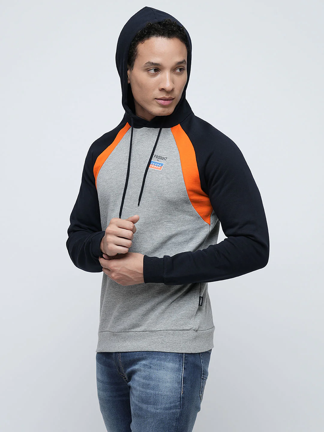 PRODUKT by JACK&JONES Grey Colourblocked Hooded Sweatshirt - Image 8