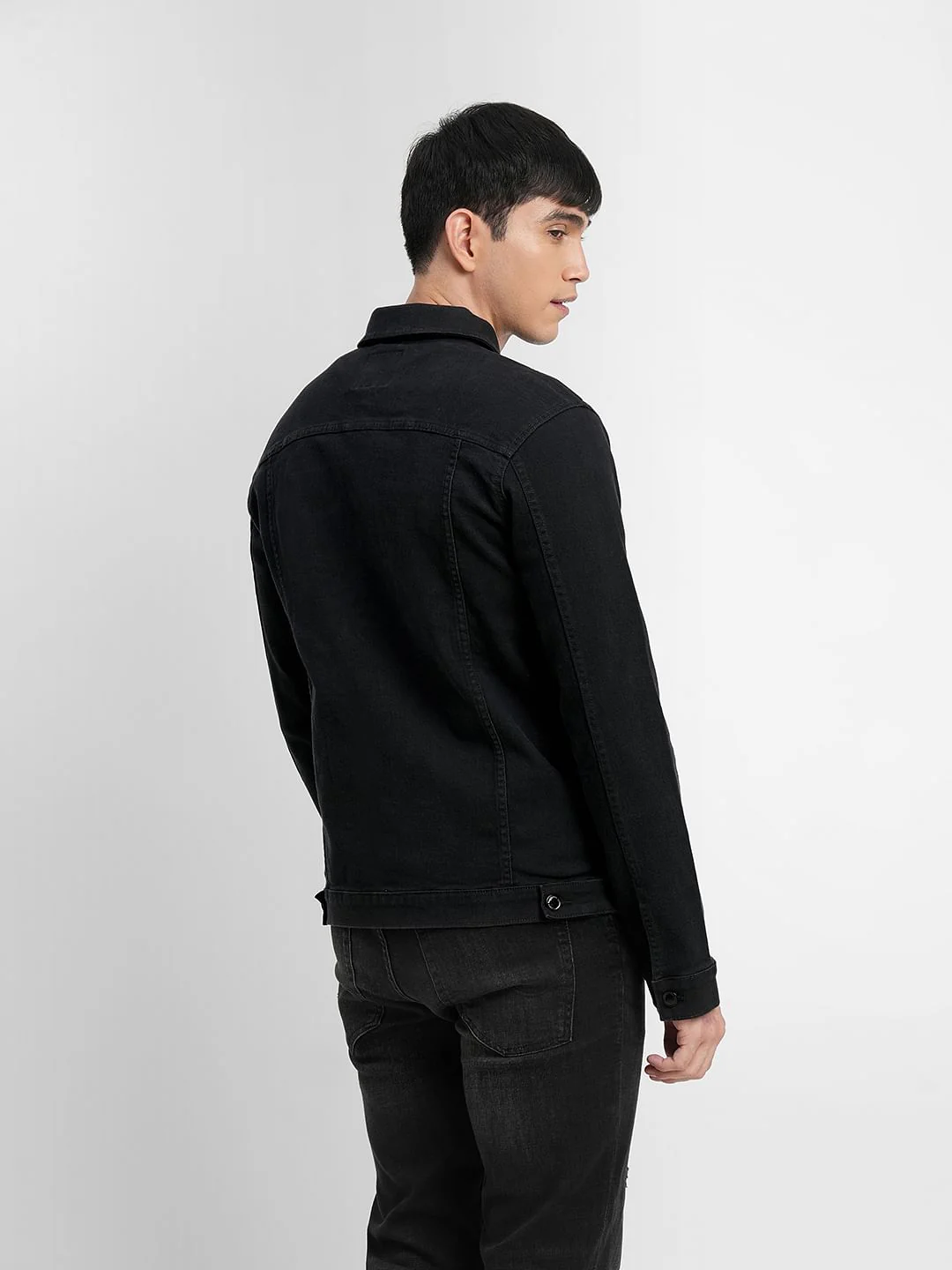 Black Trucker Denim Jacket - Image 4