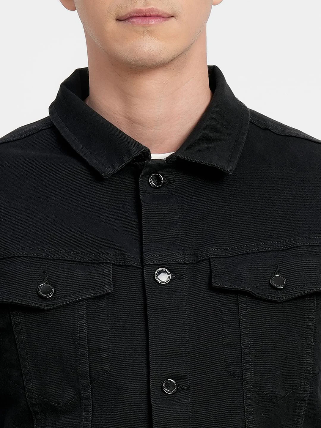 Black Trucker Denim Jacket - Image 5