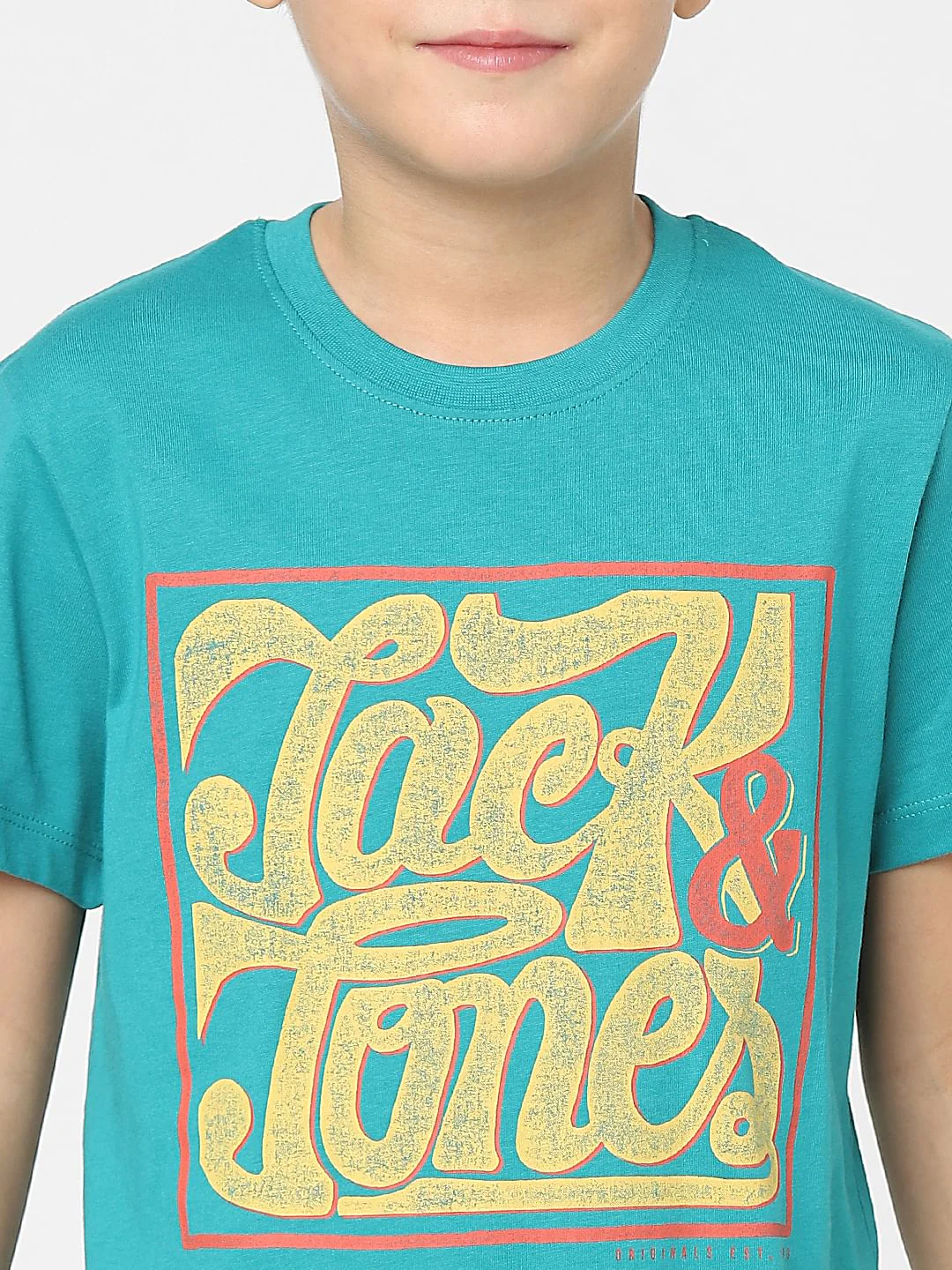 Boys Turquoise Logo Print Crew Neck T-shirt - Image 5