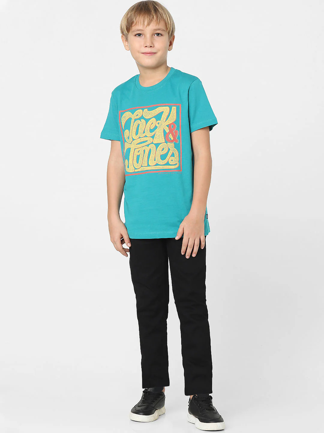 Boys Turquoise Logo Print Crew Neck T-shirt - Image 6
