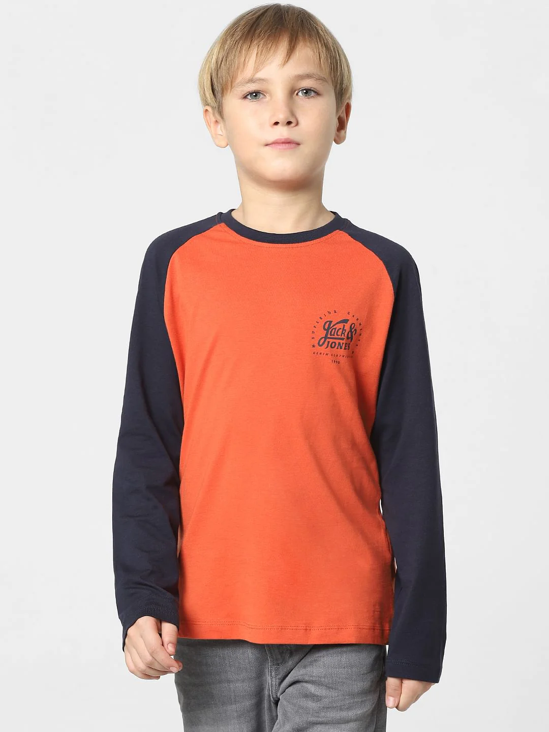 Boys Red Colourblocked Full Sleeves T-shirt - Image 2
