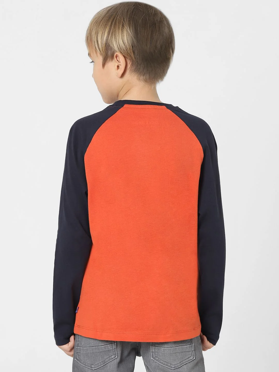 Boys Red Colourblocked Full Sleeves T-shirt - Image 4
