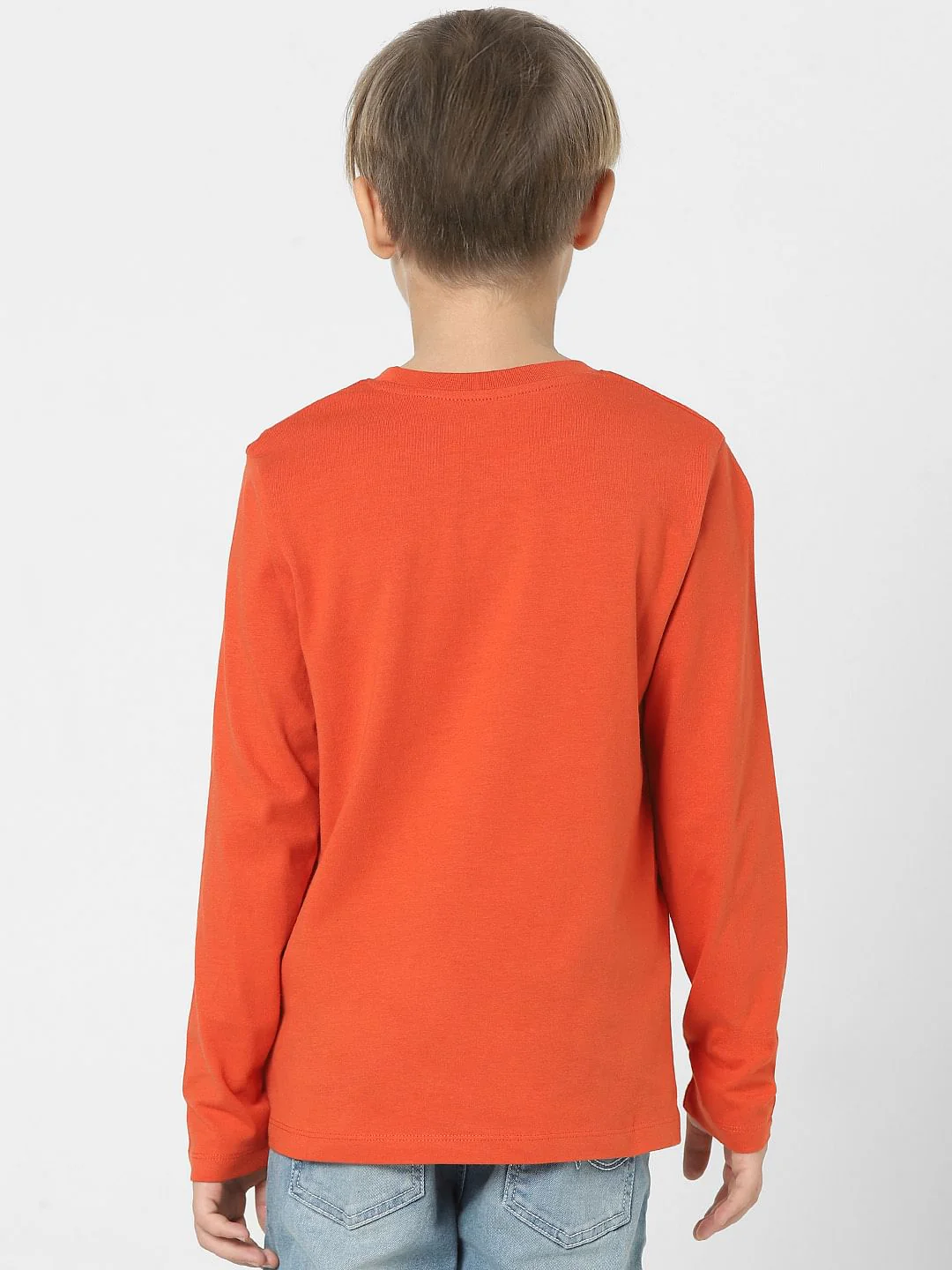 Boys Red Logo Print Full Sleeves T-shirt - Image 4
