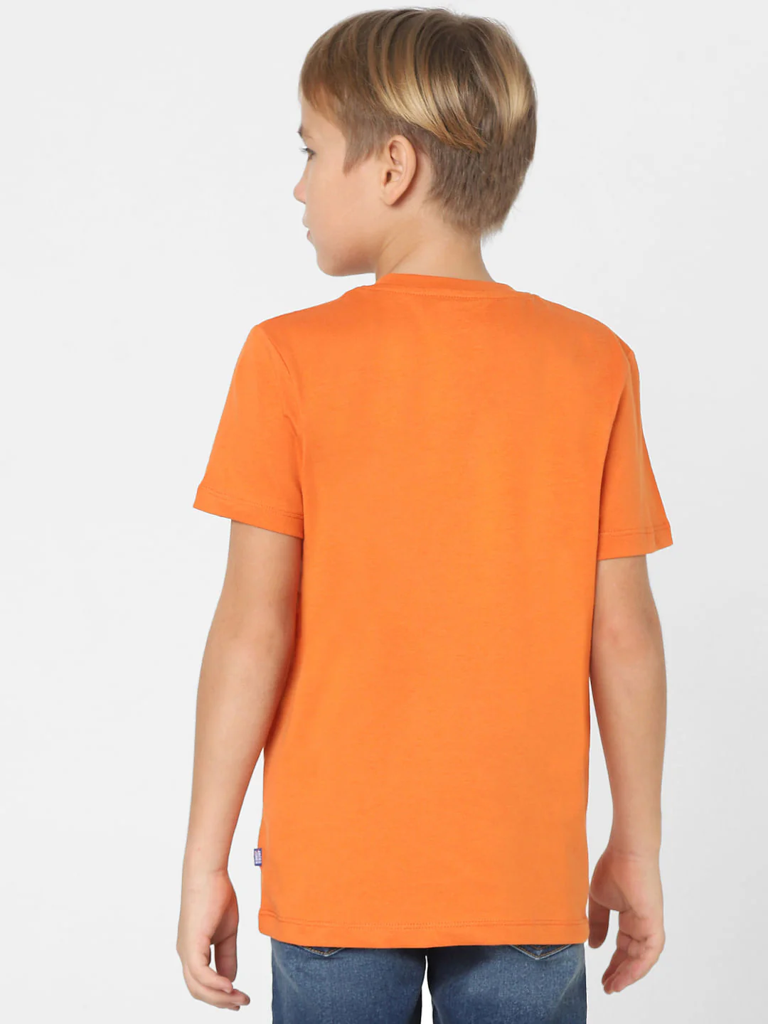 Boys Orange Logo Print Crew Neck T-shirt - Image 4