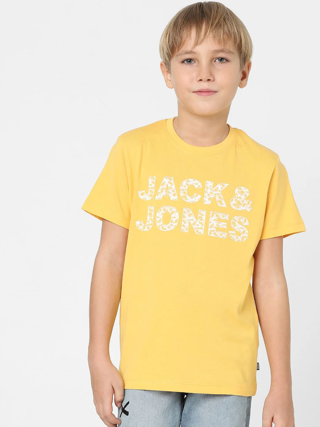 Boys Yellow Logo Print Crew Neck T-shirt - Image 2