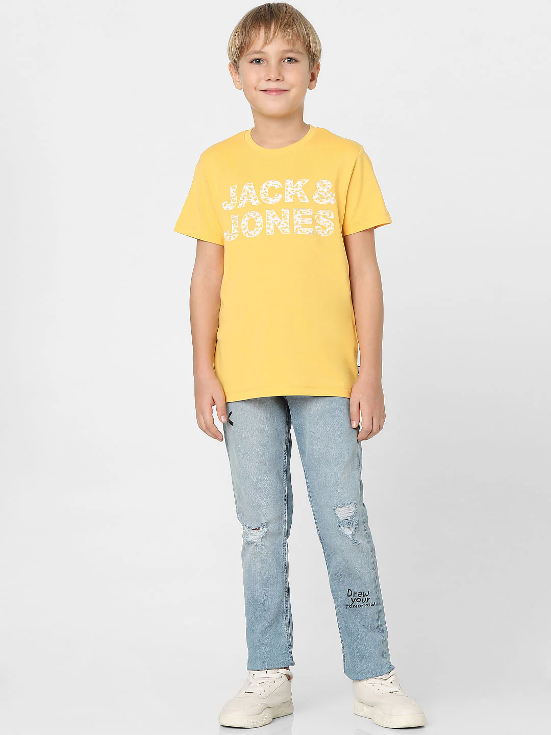 Boys Yellow Logo Print Crew Neck T-shirt - Image 6