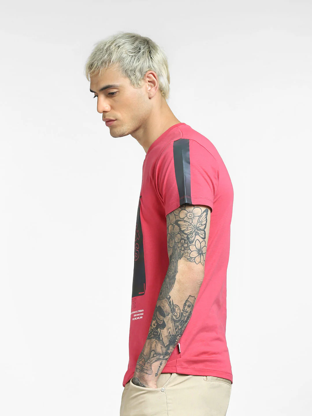 Pink Graphic Print Crew Neck T-shirt - Image 3
