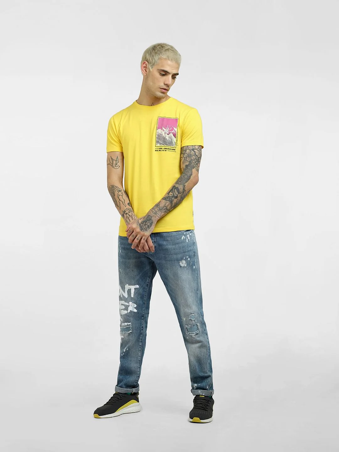 Yellow Graphic Print T-shirt - Image 6