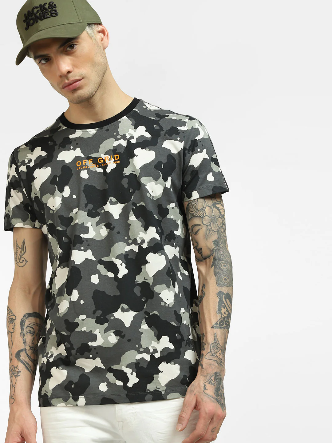 Black Abstract Print Crew Neck T-shirt