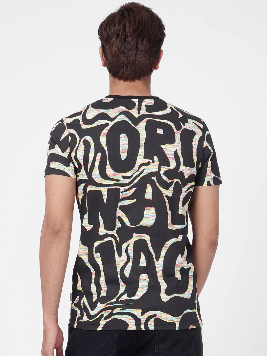 Black Graphic Print Crew Neck T-shirt - Image 4