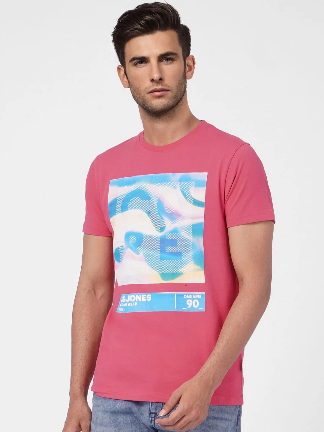 Pink Graphic Print Crew Neck T-shirt - Image 2