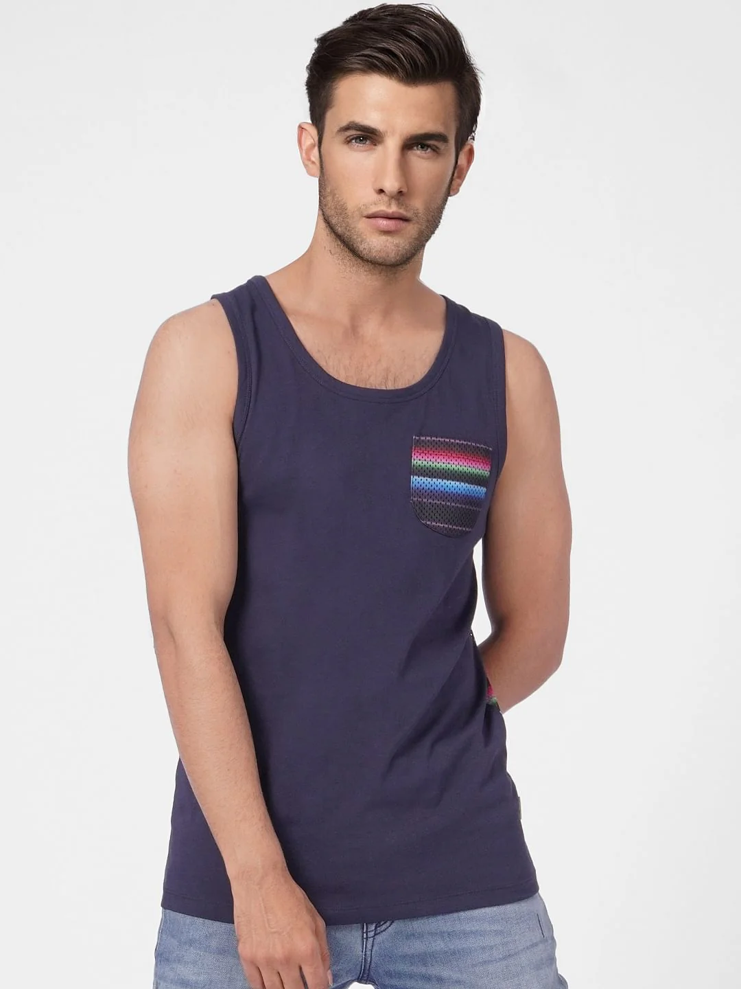 Blue Graphic Print Crew Neck T-shirt - Image 2